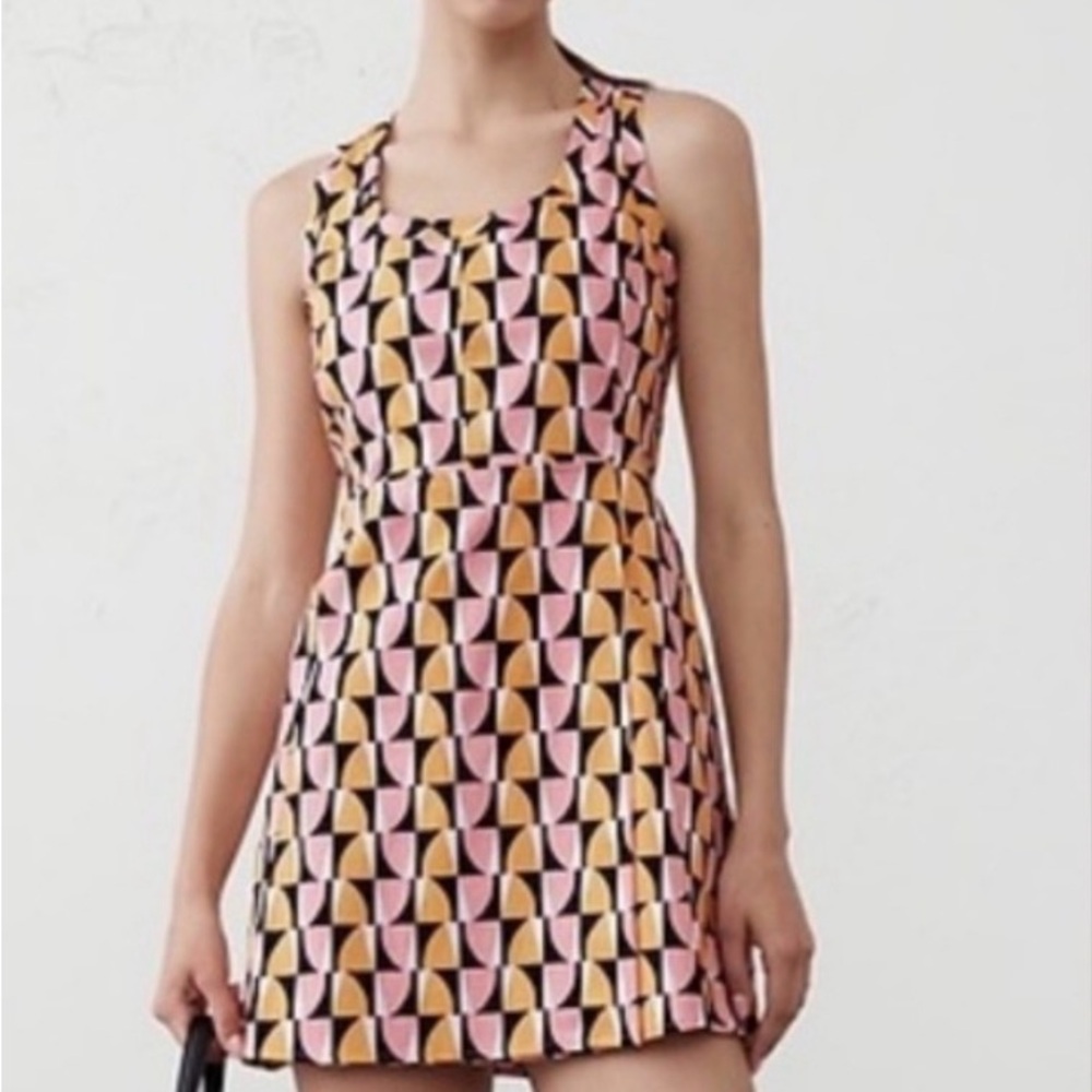 Banana Republic Factory Geometric Pink and Yellow Mini Dress